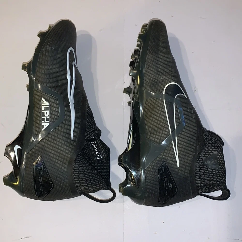 Nike Alpha Flyknit Black Cleats Size 10.5 Laceless